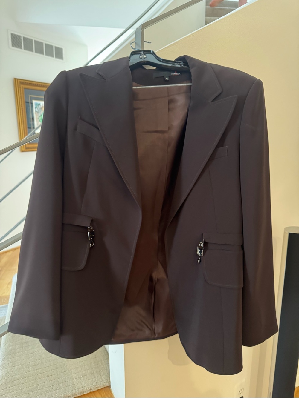 Vintage SURABAYA PARIS Made In France Chocolate Brown Pantsuit size L